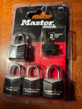 4 pack of small Master Locks with key for gates, sheds, and storage lockers